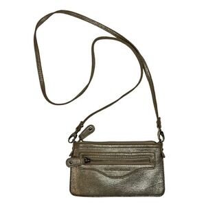 Danielle Nicole Vegan Leather Davina Crossbody Bag Mini Gold Metallic Compact